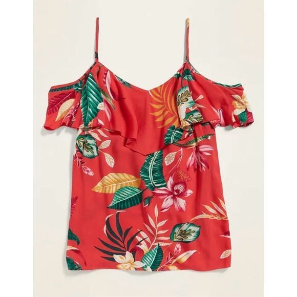 NWT Womens Old Navy Soft-Woven Ruffled Cold-Shoulder Cami Tank Top - Sz S - Picture 2 of 3